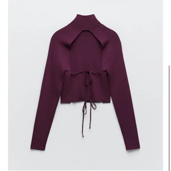 ZARA KNIT TOP WITH V-NECK BACK - Picture 3 of 3